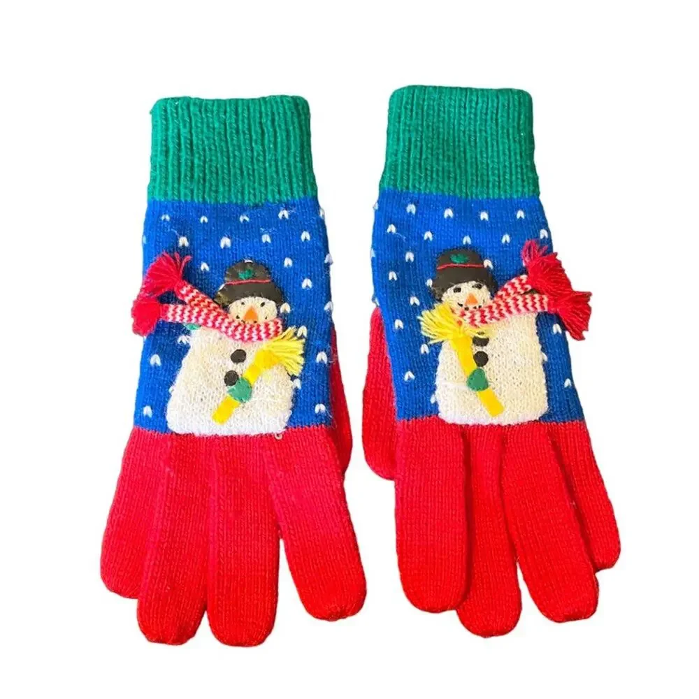 TALBOTS Colorful Festive Snowman Winter Gloves